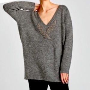 Zara gray embellished sweater